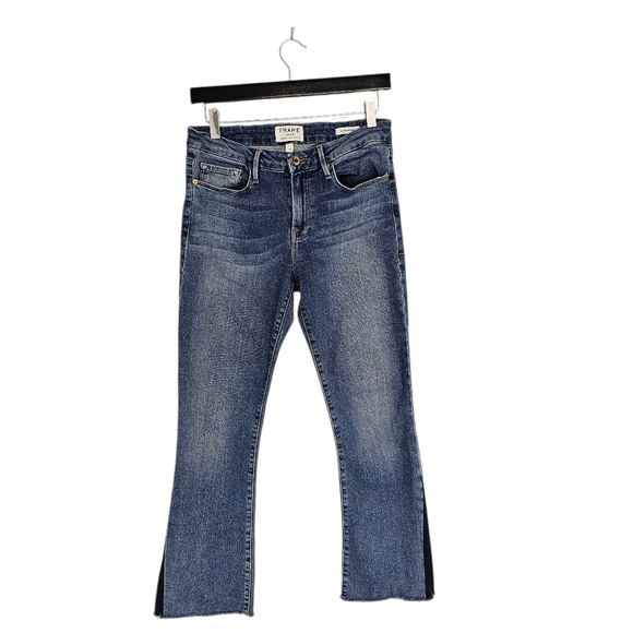 Frame Denim Denim - FRAME Le Crop Mini Boot Cut Flare Straight Leg Mid Rise Blue Jeans 28 Preowned